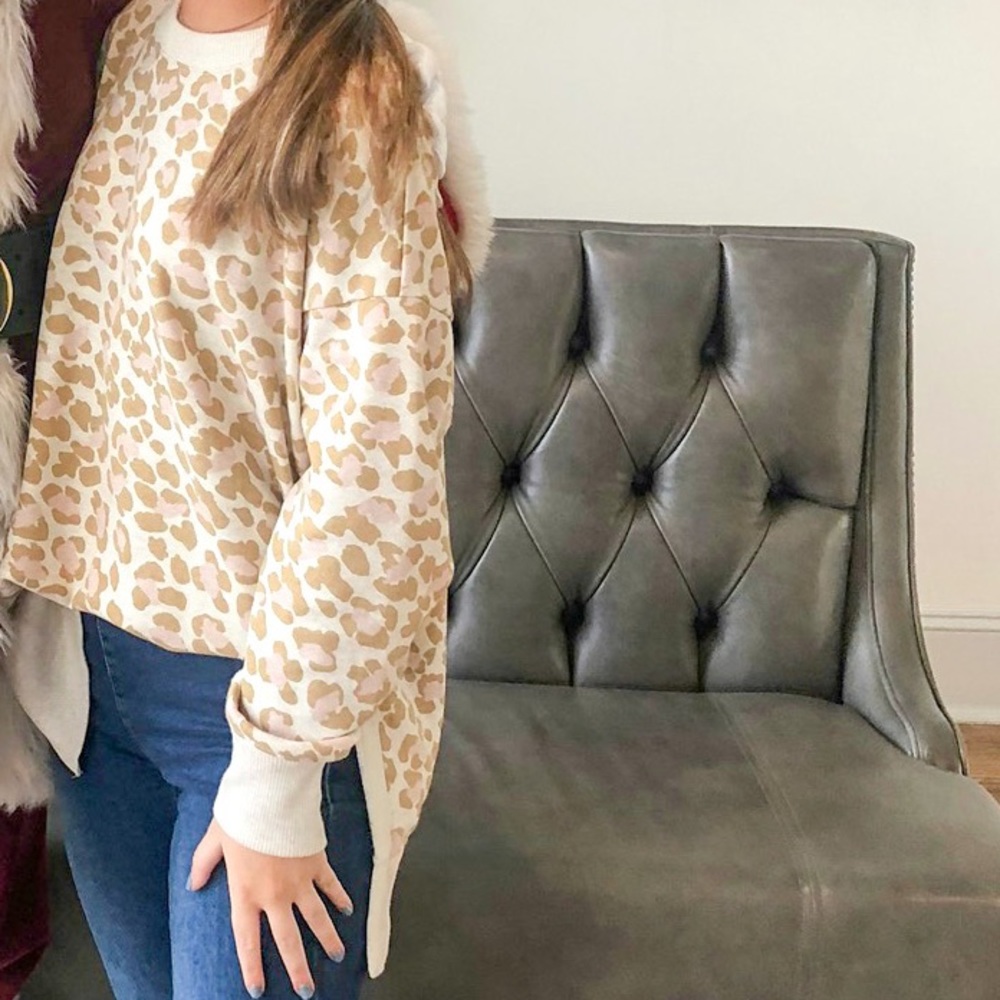 aerie cheetah print oversized crewneck